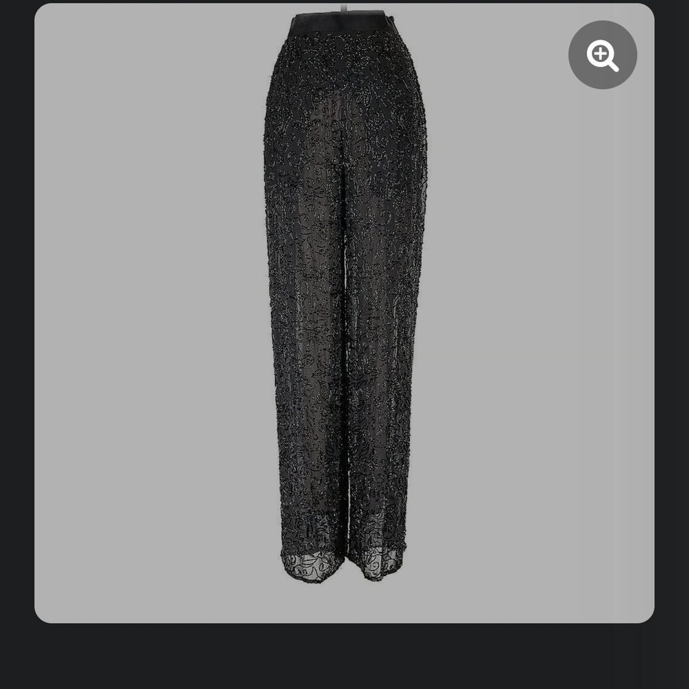Emanuel‎ Ungaro Dark Grey Beaded Wide Leg Pants With Pockets